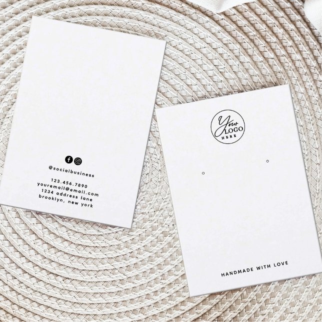 Carte De Visite Écran minimal noir blanc logo bijoux (Créateur téléchargé)