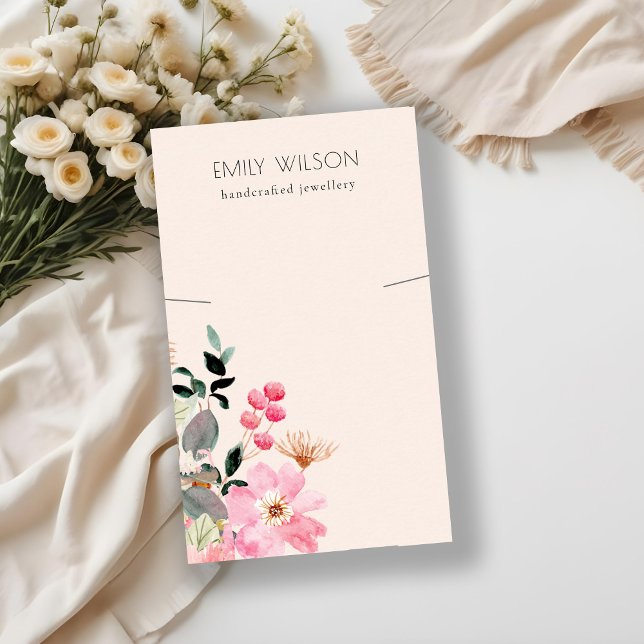 Carte De Visite Écran Pastel Blush Rose Floral Bunch Collier (Créateur téléchargé)