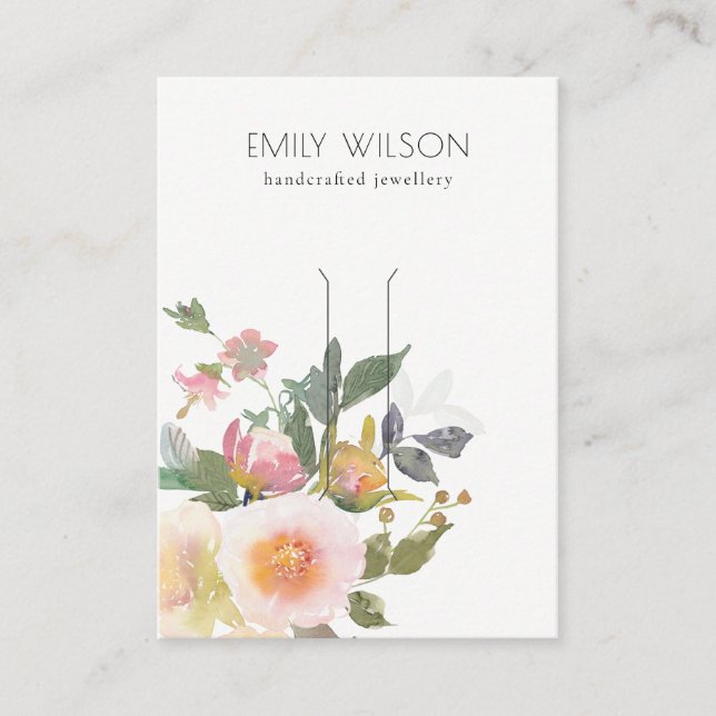 Carte De Visite Écran Pastel Blush Rose Floral Bunp (Devant)
