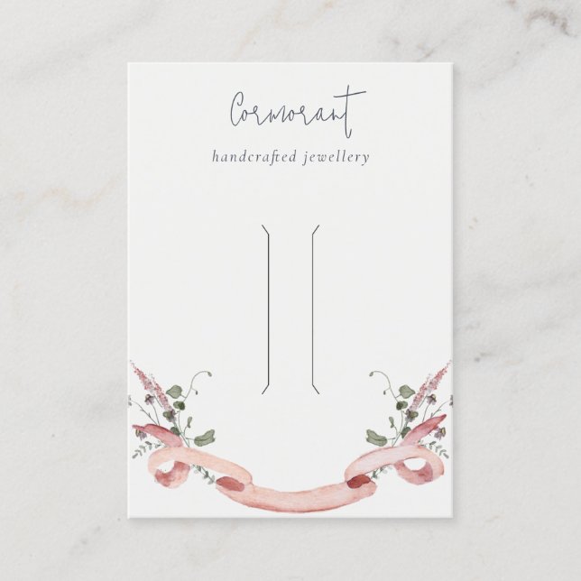 Carte De Visite Écran Pin Fleur sauvage à ruban rose (Devant)