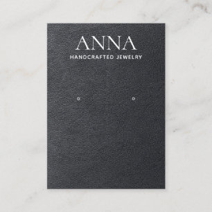 Carte De Visite Écran simple en cuir noir élégant