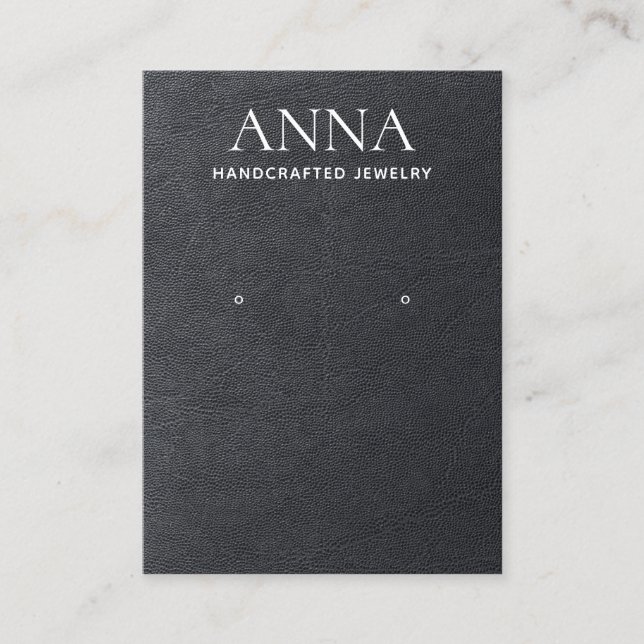 Carte De Visite Écran simple en cuir noir élégant (Devant)