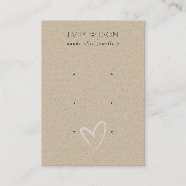 Carte De Visite Écran simple Kraft Blush Heart 3 Étui  (Devant)