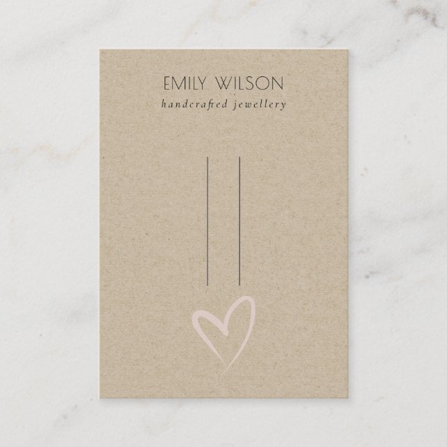 Carte De Visite Écran simple Kraft Blush Heart Hairclips  (Devant)