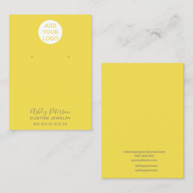 Carte De Visite Écran simple logo jaune bijoux (Devant / Derrière)