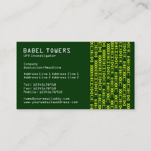 Carte De Visite Écriture Alien réelle - Vert foncé