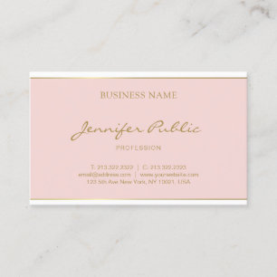 Carte De Visite Écriture manuscrite Gold Name Texte Blush Pink Mo
