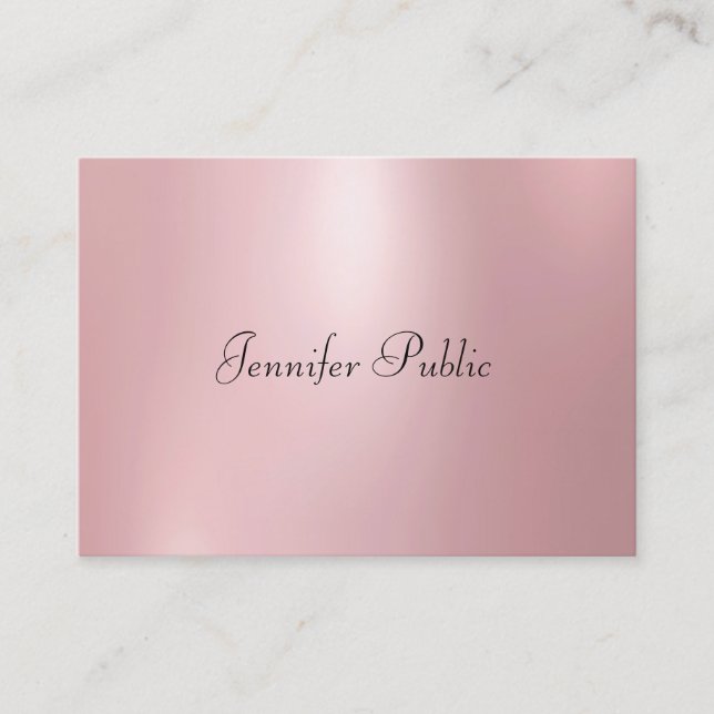 Carte De Visite Écriture manuscrite moderne Rose mignon Modèle cou (Devant)