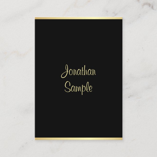 Carte De Visite Écriture manuscrite Nom du script Black Gold Moder (Devant)