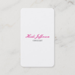 Carte De Visite Écriture minimaliste Feminine Blanc Simple