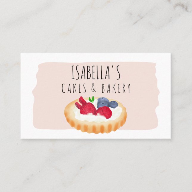 Carte De Visite Écriture moderne de pâtisserie à tarte à l'aquarel (Devant)
