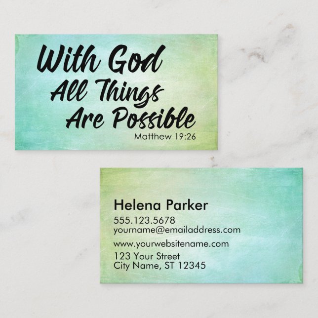 Carte De Visite Écriture sainte grunge en pastel de 19h26 de (Devant / Derrière)