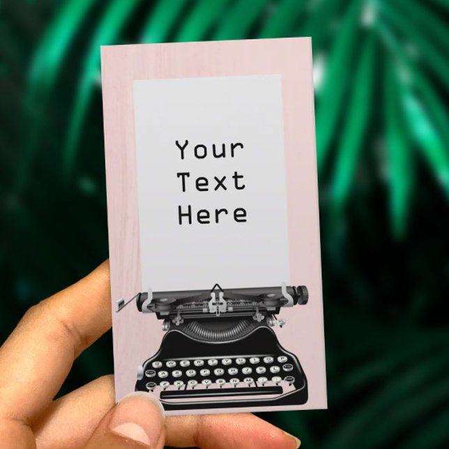 Carte De Visite Écrivain Vintage Machine à écrire Élégant rose pâl (Créateur téléchargé)