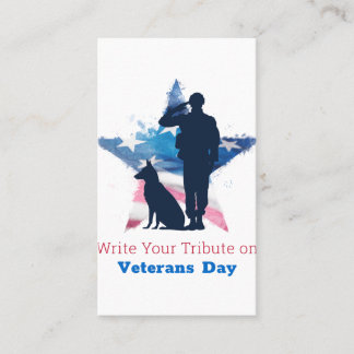 Carte De Visite Écrivez un hommage à la Journée des anciens combat