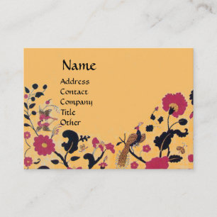 Carte De Visite EDEN, JARDIN BLANC, OISEAUX Pêche Rouge Noir Flora