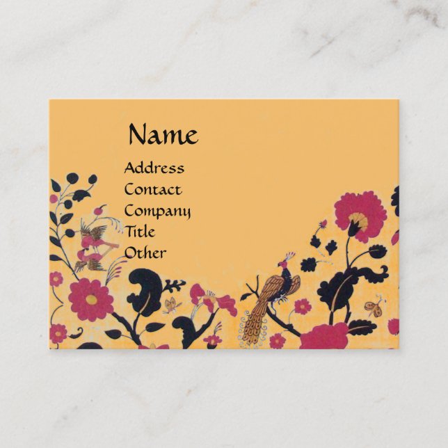 Carte De Visite EDEN, JARDIN BLANC, OISEAUX Pêche Rouge Noir Flora (Devant)