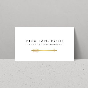 Carte De Visite Edgy Bohemian Faux Gold Arrow Artisanal Blanc