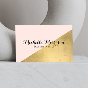 Carte De Visite Edgy Geometry Faux Gold Foil et rose Color Block
