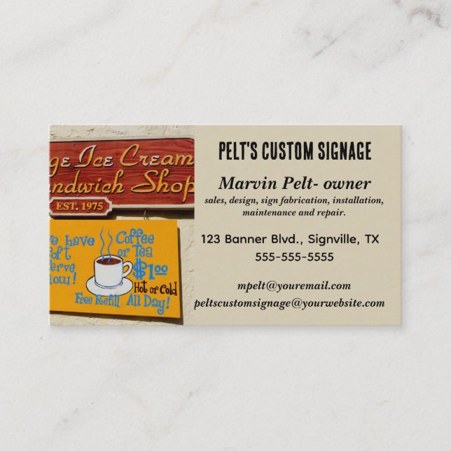 Carte De Visite Editable Custom Signage Shop (Devant)