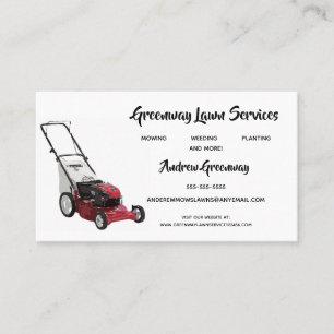 Carte De Visite Éditable Greenway Red Lawn Mower