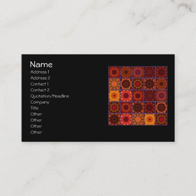 Carte De Visite Édredon de patchwork fol orange (Devant)