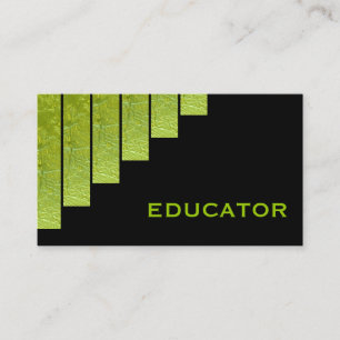 Carte De Visite Éducateur de rayures verticales vertes et noires m