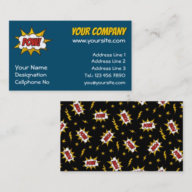 Carte De Visite Effet audio comique Pow (Devant / Derrière)