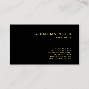 Carte De Visite Effet Black Gold tendance Plaine artistique Luxe