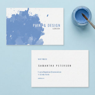 Carte De Visite Effet de goutte de peinture bleue aquarelle