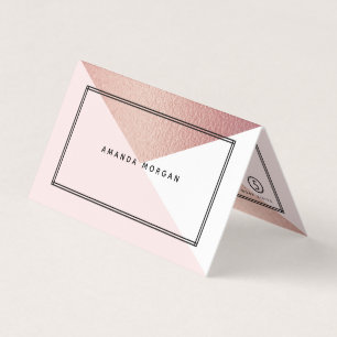 Carte De Visite Effet rose Gold Foil Géométrique Double Fidélité