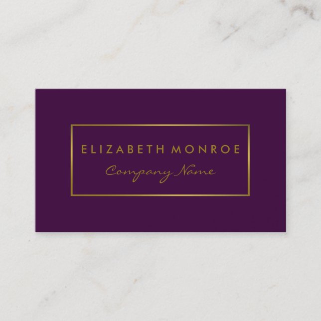 Carte De Visite Effet simple de purple et d'huile d'or (Devant)