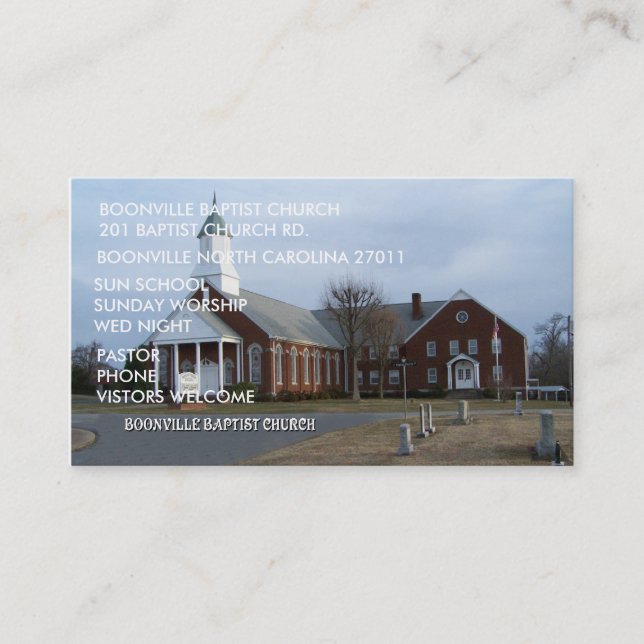 CARTE DE VISITE ÉGLISE BAPTISTE DES AFFAIRES CARD-BOONVILLE (Devant)