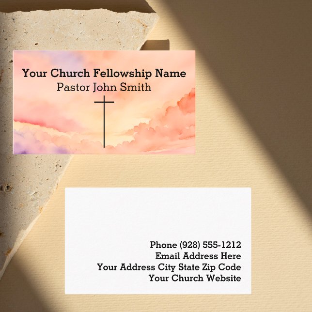 Carte De Visite Église chrétienne Abstraite Orange Sky Cross (Christian Abstract Orange Sky Cross Church Business Card)