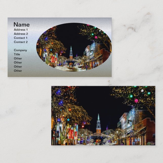 Carte De Visite Église décorée pour Noël (Devant / Derrière)