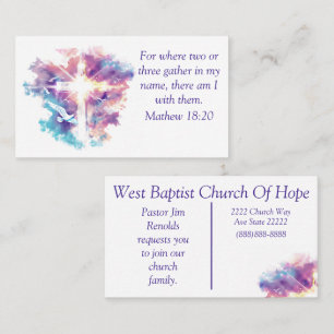 Carte De Visite Église personnalisée Watercolor