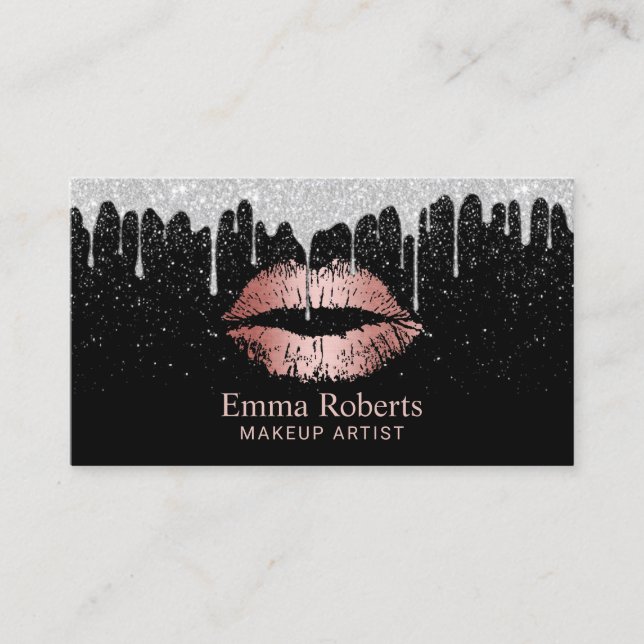 Carte De Visite Égouttements roses de parties scintillantes (Devant)