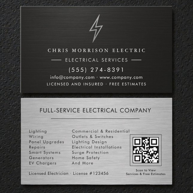 Carte De Visite Electrical Company QR Code Professional (Créateur téléchargé)