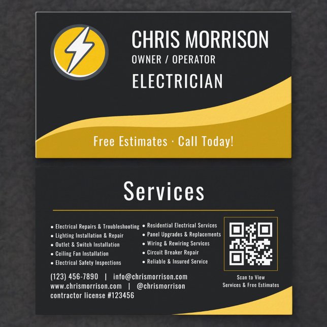 Carte De Visite Electrician QR Code (Créateur téléchargé)
