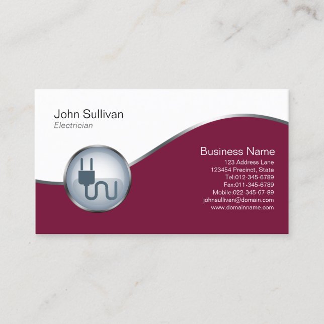 Carte De Visite Electrician Trade Skills Elegant ElectricPlug Icon (Devant)