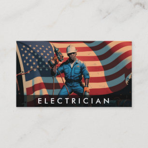 Carte De Visite *~* Électricien AP75 Photo Drapeau patriotique QR