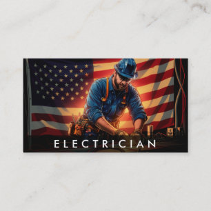 Carte De Visite *~* Électricien AP75 Photo QR Patriotique