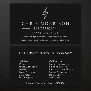 Carte De Visite Électricien Argent Noir
