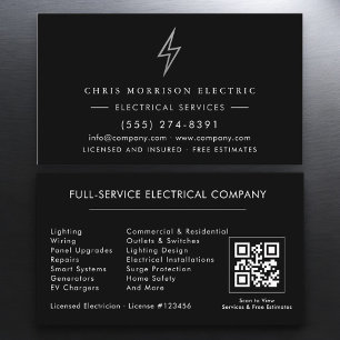 Carte De Visite Électricien – Black Silver Electrical Service