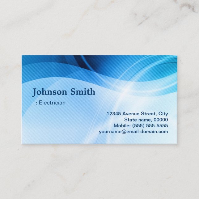 Carte De Visite Electricien - Créateur bleu moderne (Devant)