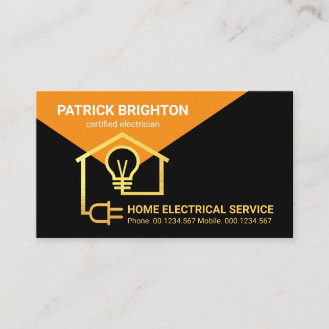 Carte De Visite Électricien de circuit électrique Gold (Devant)