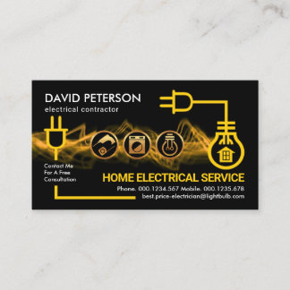 Carte De Visite Électricien de foudre de circuit électrique jaune