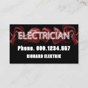 Carte De Visite Électricien de foudre rouge lumineux