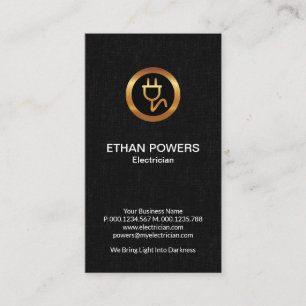 Carte De Visite Électricien de la prise d'électricité Gold Black G