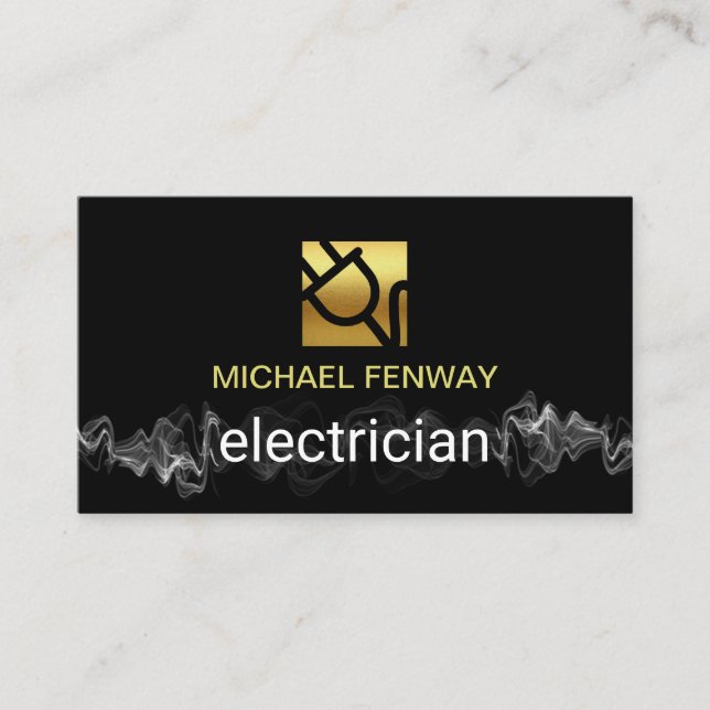 Carte De Visite Électricien de la prise d'électricité Gold Lightni (Devant)