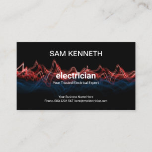Carte De Visite Électricien de l'onde électrique rouge bleue